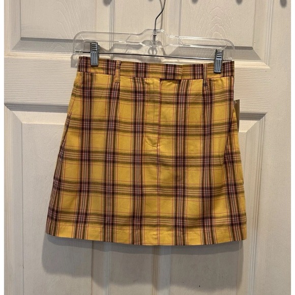 BB Dakota Dresses & Skirts - BB Dakota Yellow Plaid‎ Mini Skirt Lemon Drop 4 NWT Grunge Whimsigoth Preppy Y2K